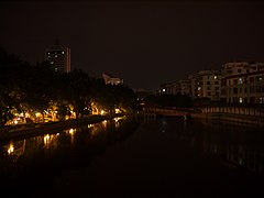 渿河与河东岸的夜市