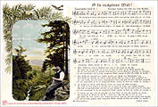 1 – O du maigriener Wald! (1906). Peuschel selbst abgebildet; Zweite Version nach 1910 mit Vermerk im Briefmarkenfeld 3552.