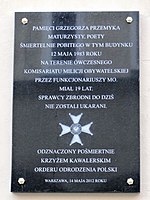 Tablica upamiętniająca Grzegorza Przemyka przy ul. Jezuickiej 1/3 w Warszawie