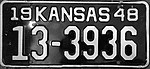 Номерной знак Канзаса 1948 года.JPG