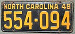 Номерной знак Северной Каролины 1948 года 554-094.jpg