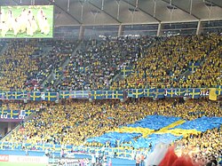 Swedish football supporters at the UEFA Euro 2012 in Ukraine 2012 0615 56 Kiev (8000940301).jpg