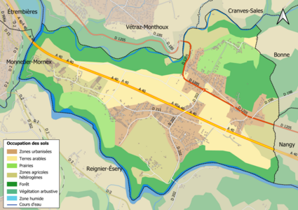 Carte en couleurs présentant l'occupation des sols.