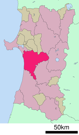 Situering van Akita in de prefectuur Akita