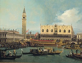 Il Bucintoro al Molo il giorno dell'Ascensione, Canaletto, 1740 circa