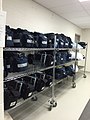 Bags of medical supplies and defibrillators at the York Region EMS Logistics Headquarters in Ontario, Canada.
