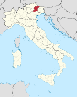 Map with the province of Belluno in Italy