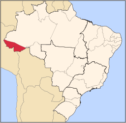 Karta över Brasilien med Acre markerat.