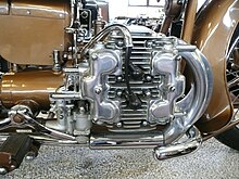 Brough Superior H-4 motorcycle engine Brough Superior Golden Dream (close up).JPG