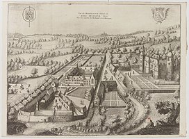 Le Prieuré de Bois-Seigneur-Isaac, vue du monastère et du château de Bois-Seigneur-Isaac - estampe publiée en 1729.