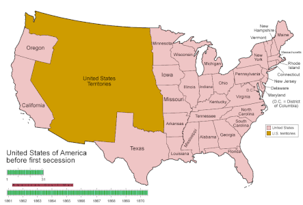Ameriketako Estatu Konfederatuen bilakaera 1861etik 1865era.