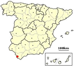 شهر کادیس بر نقشه اسپانیا