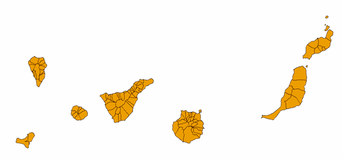 Mapa municipal de Canárias (Espanha).