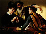 『トランプ詐欺師』 カラヴァッジオ 1596 画布、油彩 90 x 112 cm キンベル美術館