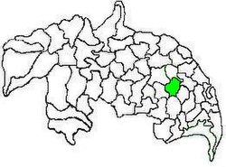 Mandal map of Guntur district showing Chebrolu mandal (in green)