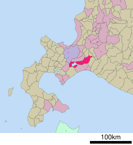 Situering van Chitose in de prefectuur Hokkaido