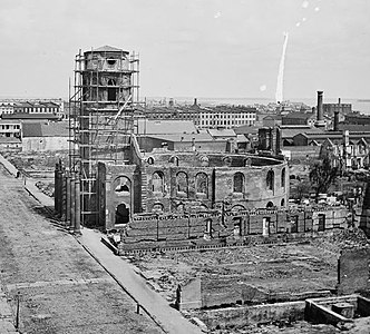 The ruins of the Circular Church in 1865 still showed the clear circular layout of the building designed by Robert Mills