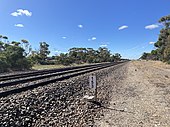 Km post showing 153km by rail from Adelaide