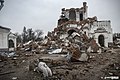 อาศรมออร์ทอดอกซ์ที่เสียหายในเมืองสเวียตอฮีสก์ เดือนพฤษภาคม ค.ศ. 2022
