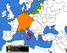 Dominions of Friedrick II around 1200 (Kingdom of Sicily, Holy Roman Empire, Kingdom of Jerusalem, Teutonic Order) Dominions of Friedrick II (Kingdom of Sicily, Holy Roman Empire, Kingdom of Jerusalem).png