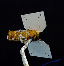 Deployment of the Earth Radiation Budget Satellite on STS-41-G, collecting data on Earth's weather and climate Earth Radiation Budget Satellite.jpg