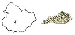 Location of Sandy Hook in Elliott County, Kentucky.