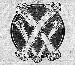 Dessin en noir et blanc représentant des os formant le chiffre quinze en chiffres romains