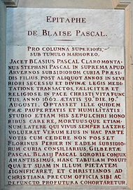 Épitaphe de Blaise Pascal.