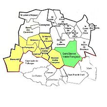 carte plaçant Saint-Étienne dans la communauté de commune