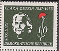 Timbre émis pour le 100e anniversaire de la naissance de Clara Zetkin, 1957.