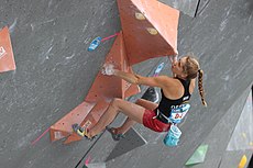 Johanna Holfeld na SP 2017 v boulderingu v Mnichově, finále