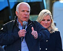 McCain campaigning with her father in 2008 John McCain in Elyria yesterday (2988898861).jpg