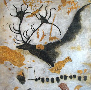 ציור של אייל ענק על קיר מערת לאסקו, מהתקופה הפלאוליתית העליונה.
