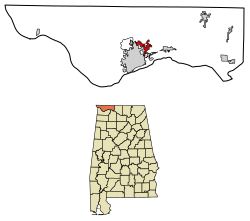 Location of St. Florian in Lauderdale County, Alabama.