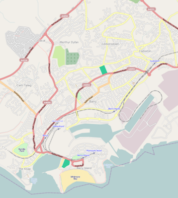 Mapa de localización del Valle de Glamorgan Barry