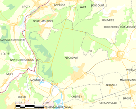 Mapa obce Abondant