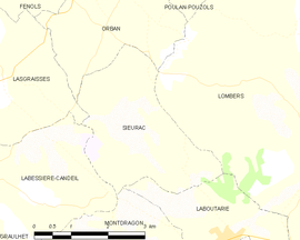 Mapa obce Sieurac