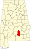 Localização do Map of Alabama highlighting Crenshaw County