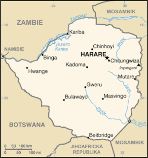 Зимбабвэ на карте