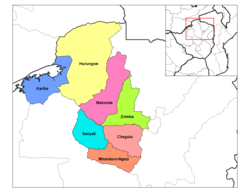 Район Звимба (светло-зеленый) в Западной провинции Машоналенд