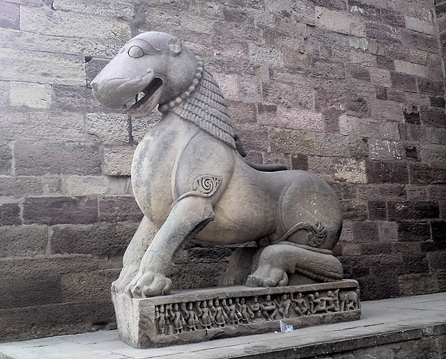 Mythological Statue guarding Gujari Mahal, Gwalior Fort