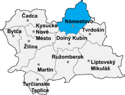 Localisation du district de Námestovo dans la région de Žilina (carte interactive)