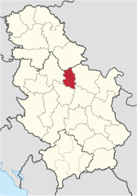 Location of Podunavlje District in Serbia