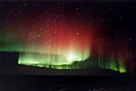 Red and green Aurora in Fairbanks, Alaska
