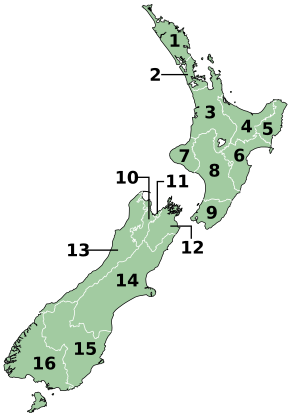 Regionar på New Zealand