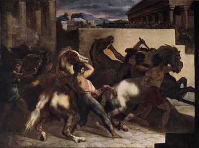 Théodore Géricault, Course de chevaux libres à Rome, vers 1817, Paris, Musée du Louvre.