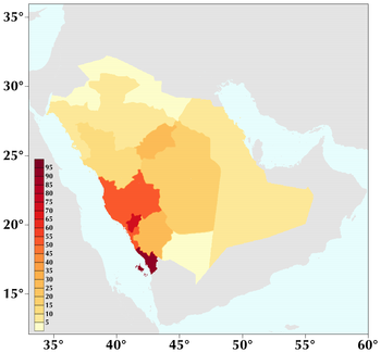 English: Saudi Arabia 2010 estimated populatio...