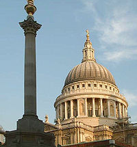 The dome of St. Paul's cathedral designed by Sir Christopher Wren St Paul's Cathedral dome from Paternoster Square - London - 240404.jpg