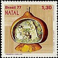 ブラジルのクリスマス切手（ひょうたんの中に作られたクリブ、1977年）