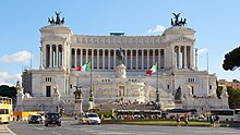 The Altare della Patria in Rome, a national symbol of Italy celebrating the first king of the unified country, and resting place of the Italian Unknown Soldier since the end of World War I. It was inaugurated in 1911, on the occasion of the 50th Anniversary of the Unification of Italy. Vittoriano Altare della Patria 2013-09-16.jpg